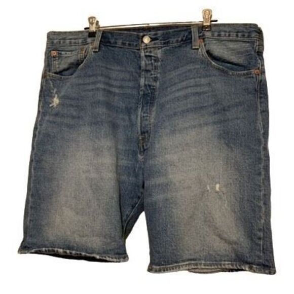Levi’s 501 Button Fly Distressed Size 42 Denim Shorts - Picture 4 of 6